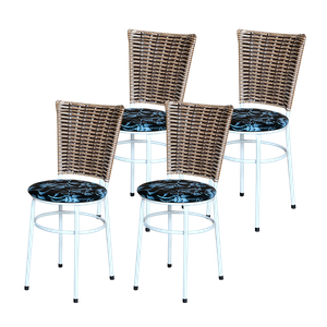 Conjunto 4 Cadeiras Branca para Cozinha Hawai Cappuccino com Assento Estampado:floral Preto