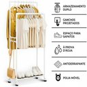 Ver imagem 6 de Arara Sapateira Organizadora Cabideiro Roupas Prateleira com Rodas Branco