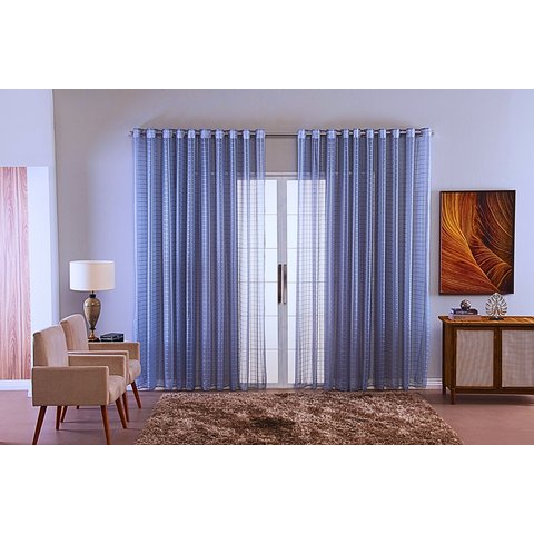 Cortina Sala Voal Quadriculado Charm Decoraçao 6,00x2,80:cinza