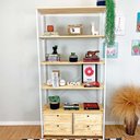 Ver imagem 1 de Estante Style de Ferro e Madeira Ample 6 Prateleiras com 2 Gaveteiros Industrial Natural e Branco