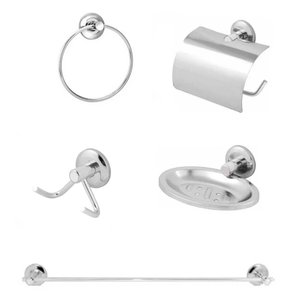 Kit Acessórios para Banheiro 5 Peças Cromado Stander - Pison