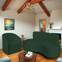Ver imagem 2 de Kit Sofá Curvo Amsterdã 140cm e Poltrona Luiza Max Suede Verde
