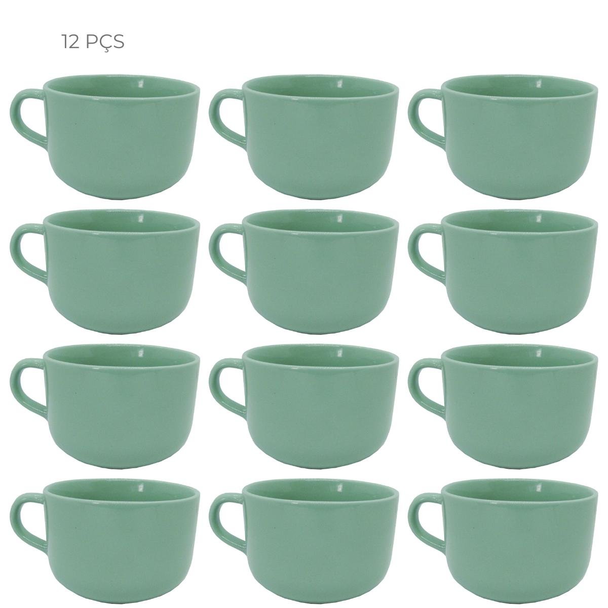 Kit 12 canecas bowl para sopas e caldos 450ml Jumbo Verde - 1