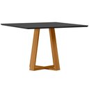 Ver imagem 1 de Mesa de Jantar Quadrada 6 Lugares 135cm Tampo Mdf com Vidro Lectus Ypê/preto - New Ceval