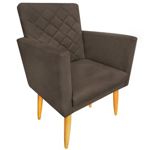 Poltrona Decorativa Maitê Costura Matelassê P/ Sala Recepção - Lobo Shopp:marrom