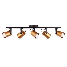 Spot Trilho de Sobrepor Moderno Direcionável Fokus 5 Lâmpadas E27 Bivolt:Dourado/110V/220V - 1