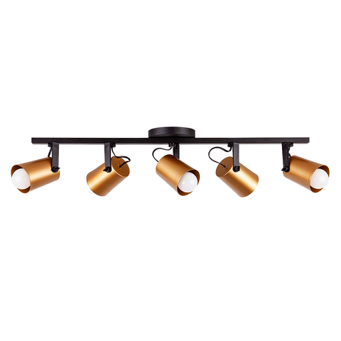 Spot Trilho de Sobrepor Moderno Direcionável Fokus 5 Lâmpadas E27 Bivolt:Dourado/110V/220V