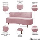 Ver imagem 3 de Sofá 2 Lugares para Sala Living 135cm Pés Palito Korah K04 Veludo Rosê - Mpozenato