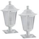Ver imagem 1 de Kit 2 Postes Balizadores de Jardim Branco Colonial Alumínio 18x31cm Lente Fosca Grega Dital
