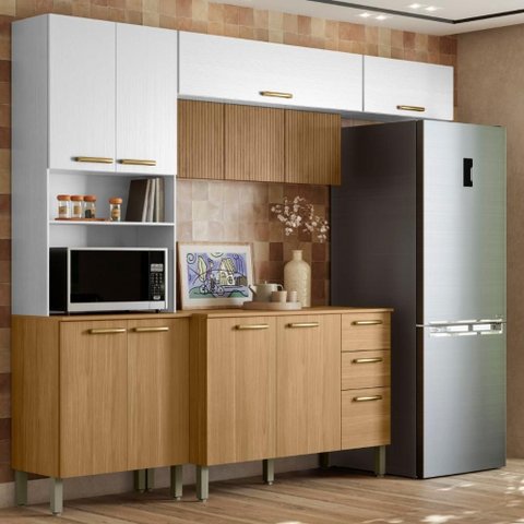 Armário de Cozinha Completa 5 Peças com Balcão 120cm Funcional