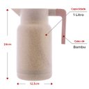 Ver imagem 2 de Garrafa Térmica Café Chá Nórdica Cor Bege com Cabo Bambu