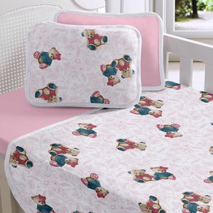 Jogo de Berço Bebê 100% Algodão Estampado 3pçs Bambino Vivaldi