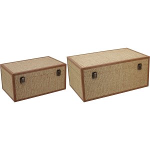 Jogo 2 Baú Mdf Bege Decorativo Organizador