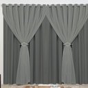 Ver imagem 2 de Cortina Sala Blackout Tecido Com Voil + Presilha Ilhós Cromado 10,00m X 2,50m:Cinza