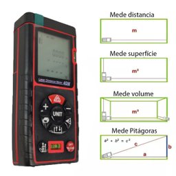 Trena Laser Alta Precisao 40 Metros Profissional Calculo Area Volume Polegadas In Pes Ft M² Medros Q - 3