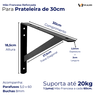 12x Suporte Mão Francesa Reforçada Preta 30cm - 2