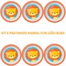 6 Pratos Infantil Buba de Criança Prato Raso Redondo 21cm Plástico Leão Animal Fun Laranja - 4