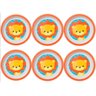 6 Pratos Infantil Buba de Criança Prato Raso Redondo 21cm Plástico Leão Animal Fun Laranja - 1