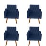 Kit 4 Poltrona Para sala de Estar Bianca Capitonê Suede Azul Marinho - Móveis Mafer - 1