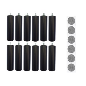 Kit 12 Pés de Cama Box ou Baú Queen King Tubo Preto 13cm C/ Feltro Protetor Adesivo