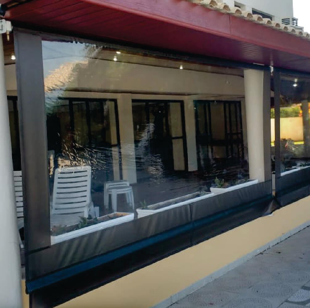 Toldo Cortina Preto c/ visor - 3,80m x 2,20m - kit completo - 3