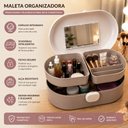 Ver imagem 3 de Bolsa Porta Maquiagem Maleta Cosmeticos 5 Compartimentos com Espelho Organizador Viagem Manicure Gav