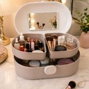 Ver imagem 5 de Bolsa Porta Maquiagem Maleta Cosmeticos 5 Compartimentos com Espelho Organizador Viagem Manicure Gav