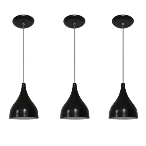 Luminárias pendentes balcão 3 un Preto