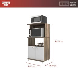 Multiuso Dallas - 2 Portas Espaço Forno e Micro-ondas Mdp - Móveis Sul - 4