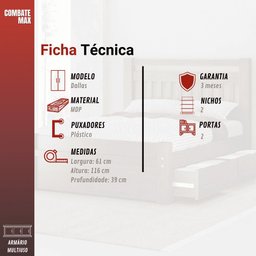 Multiuso Dallas - 2 Portas Espaço Forno e Micro-ondas Mdp - Móveis Sul - 5