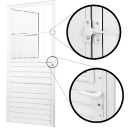 Porta Social com Postigo Vidro Boreal Alumínio Branco - Linha 25 - 210cm - 90cm - Direito - 2