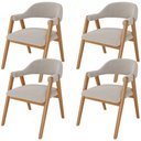 Ver imagem 1 de Kit 04 Cadeiras de Jantar e Estar Living Estofada Nadja L02 Bouclê Creme - Lyam Decor