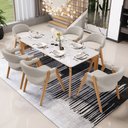 Ver imagem 2 de Kit 04 Cadeiras de Jantar e Estar Living Estofada Nadja L02 Bouclê Creme - Lyam Decor