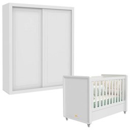 Berço Americano e Guarda Roupa 2 Portas Tutto New Branco Acetinado - Matic - 1