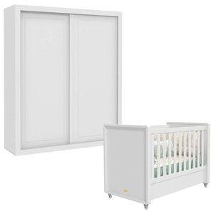 Berço Americano e Guarda Roupa 2 Portas Tutto New Branco Acetinado - Matic