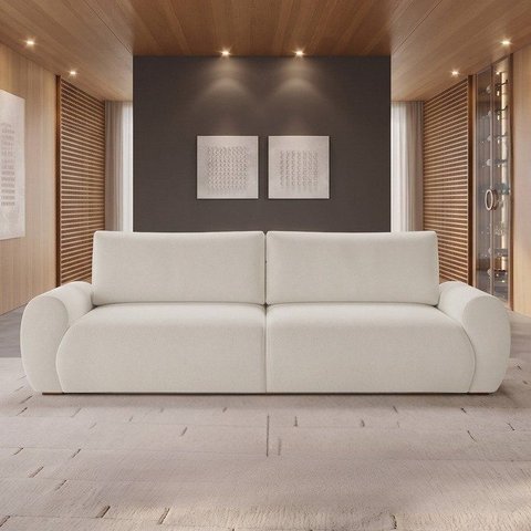 Sofá Living 4 Lugares Chenille Bege Tec.2300 Murale 240cm Yescasa