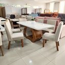 Ver imagem 7 de Sala de Jantar Lottus Tampo em MDF e Vidro Base Naturale Cadeiras Bege 160cm Bom Pastor