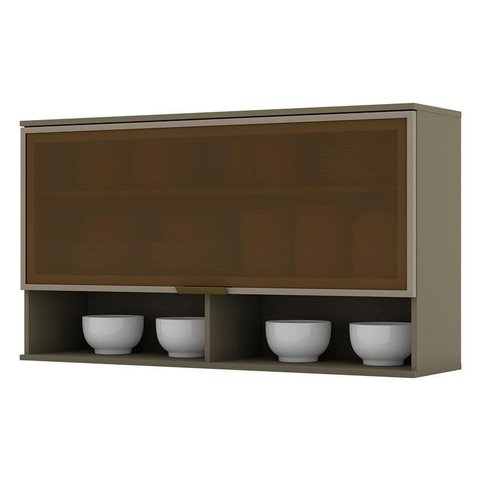 Armário Aéreo Connect 1 Porta Basculante de Vidro 120 Cm Duna – Henn