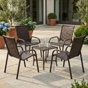 Ver imagem 1 de Conjunto Mesa e 4 Cadeiras Oreon Fibra Sintética Área Externa Jardim: Chocolate Mesclado
