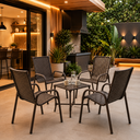 Ver imagem 5 de Conjunto Mesa e 4 Cadeiras Oreon Fibra Sintética Área Externa Jardim: Chocolate Mesclado