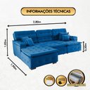 Ver imagem 6 de Sofá Orlando 2.80x1.90m com Chaise, Retrátil e Reclinável - Azul