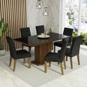 Ver imagem 1 de Conjunto Sala de Jantar Mesa Tampo de Vidro 6 Cadeiras Rustic/preto/oxford Geórgia Madesa