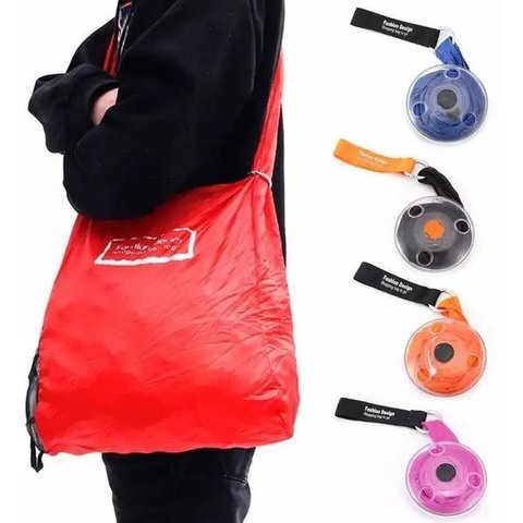 Bolsa Sacola Eco de Compra Retrátil Dobrável Rolo