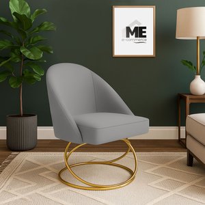 Cadeira Poltrona Lua Tecido Veludo Base Luxo:cinza