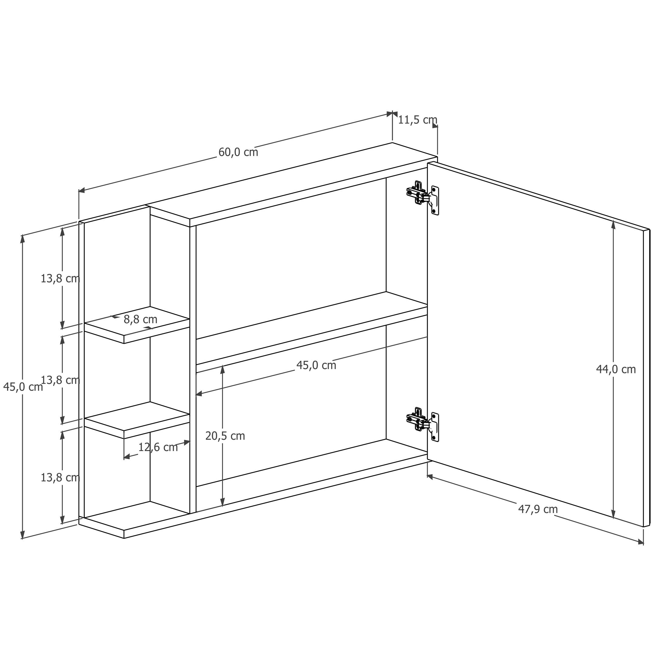 Espelheira Suspensa Iris para Banheiro / Closet Porta e Nichos Armário Preto - 5