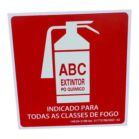 Placa de Sinalização Fotoluminescente Extintor Abc Pó 15x15