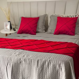 Peseira Drapeada Dupla Face em Veludo Cama King Cor:vermelho