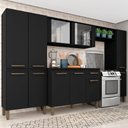 Ver imagem 1 de Armário de Cozinha Tieli 5 Peças com Vidro Preto - Móveis Arapongas Preto Fosco