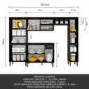 Ver imagem 3 de Armário de Cozinha Tieli 5 Peças com Vidro Preto - Móveis Arapongas Preto Fosco