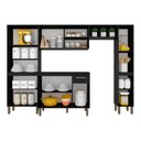 Ver imagem 2 de Armário de Cozinha Tieli 5 Peças com Vidro Preto - Móveis Arapongas Preto Fosco